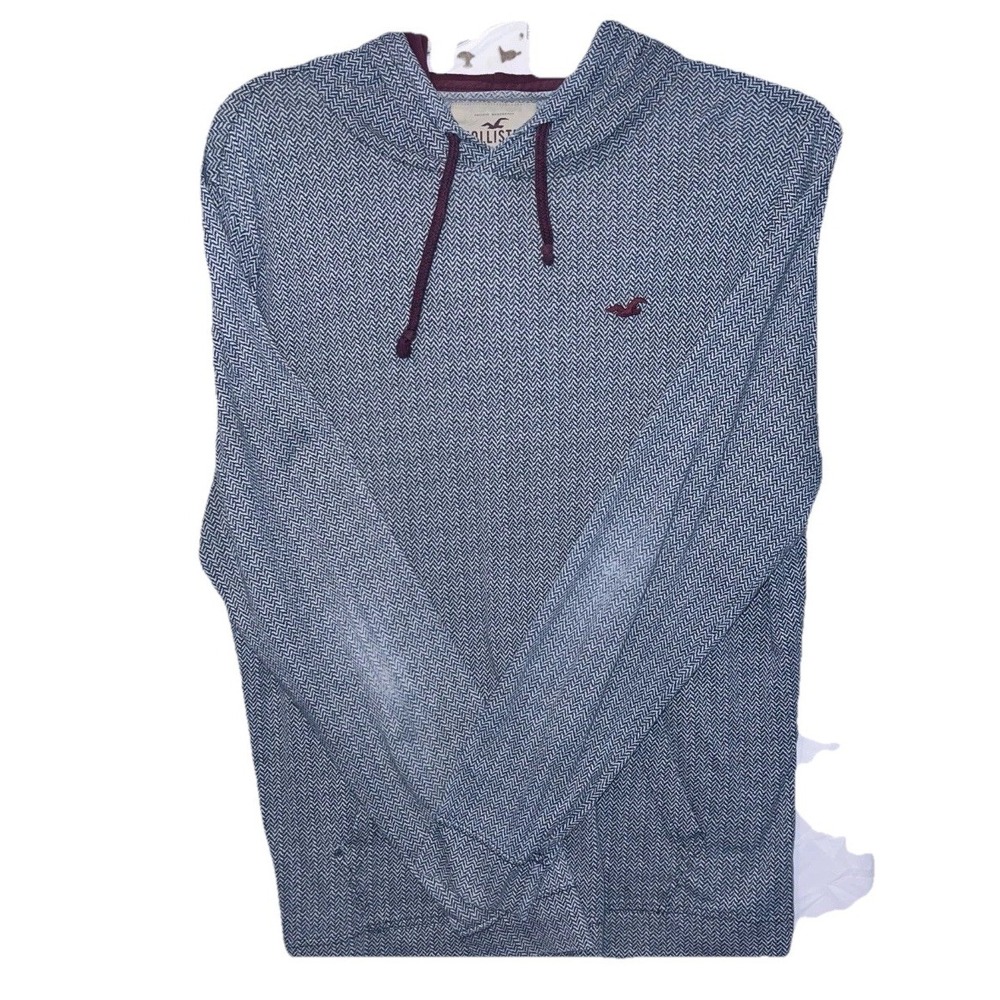 Hollister Gray Pullover Hoodie Burgundy Trim/Logo Size Large Y2K Retro *READ*